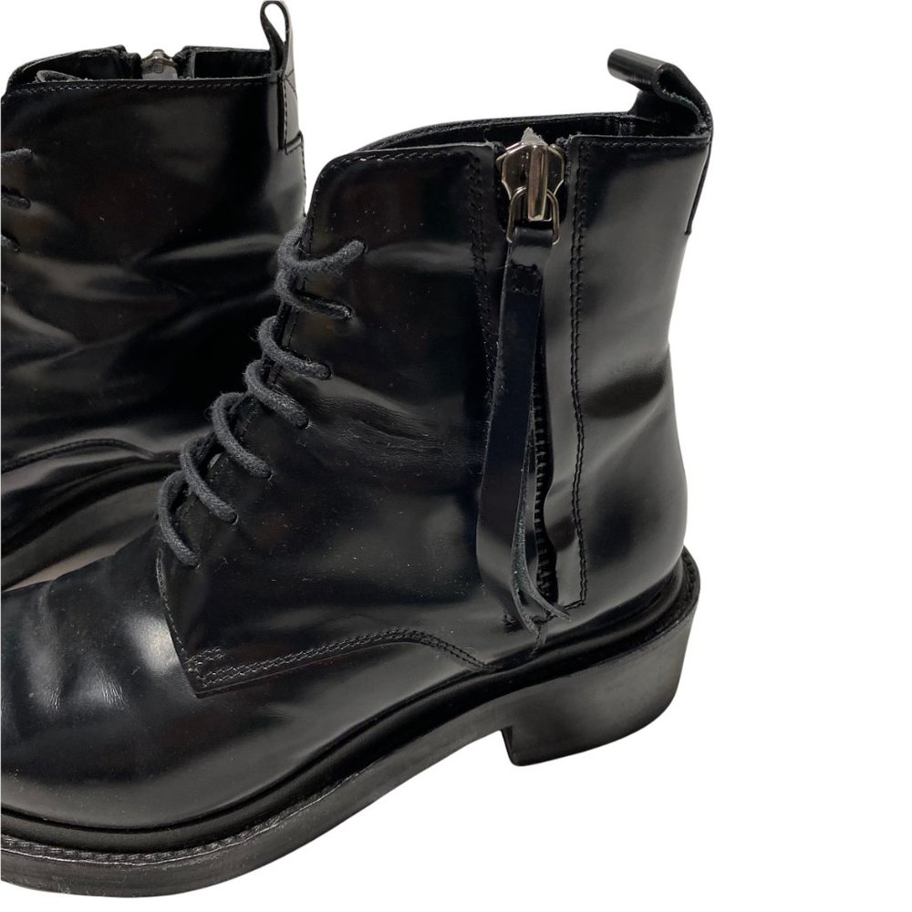 Acne Studios Linden Boots Black Leather Combat - Picture 6 of 13